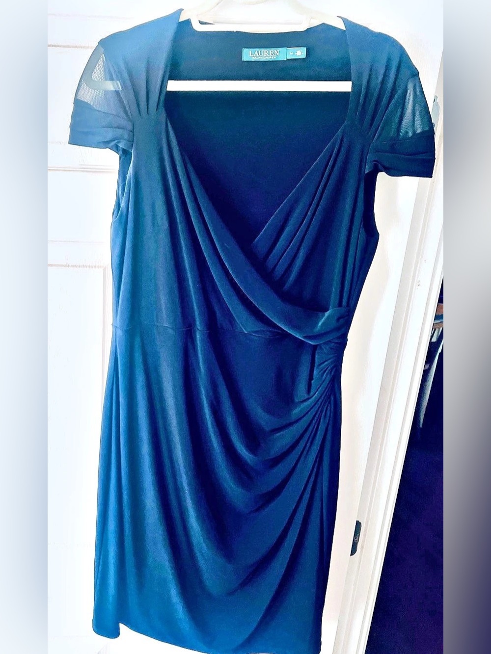 Lauren Ralph Lauren Draped Midi Dress in Black Size 14 Like New